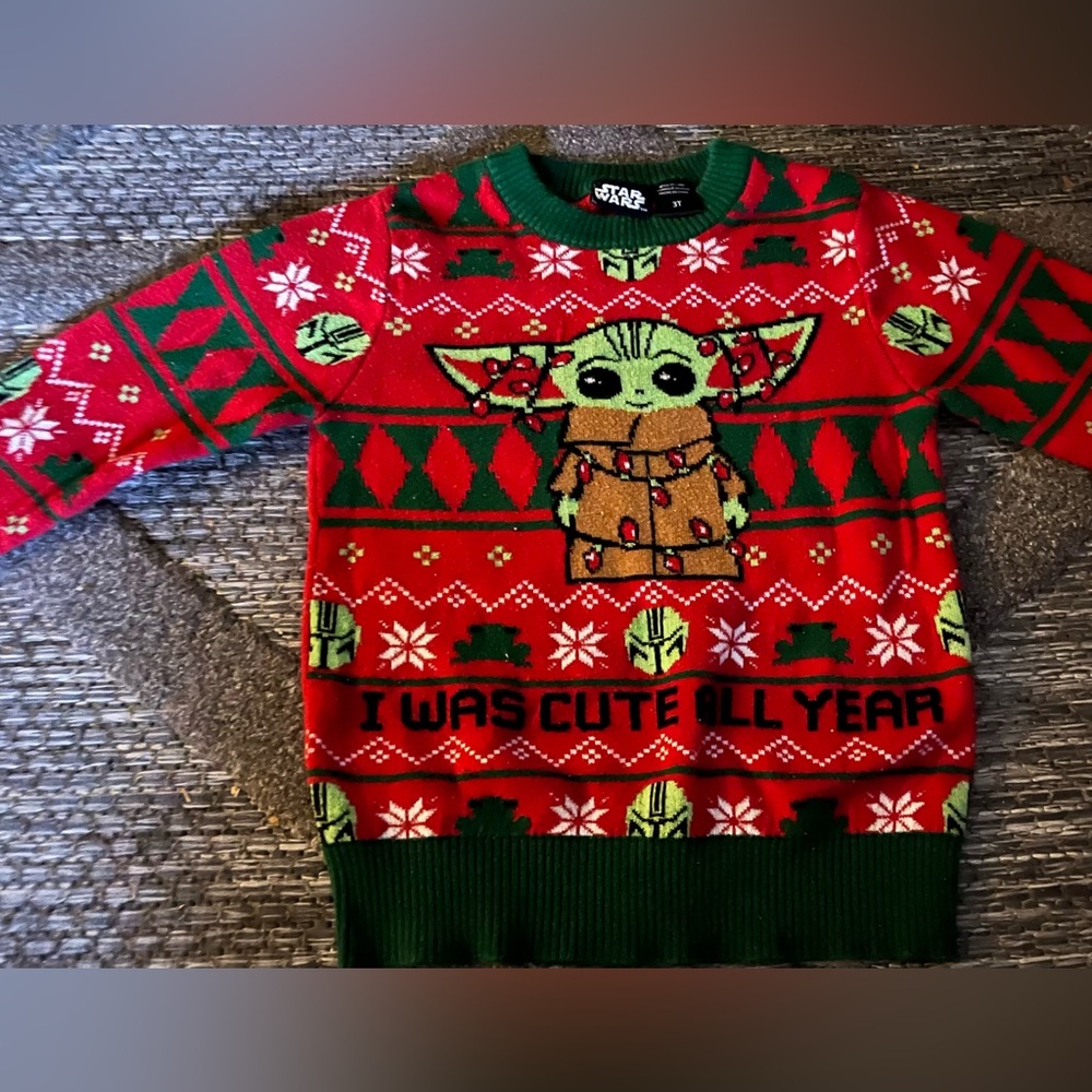 Baby Yoda Christmas Sweater 3T